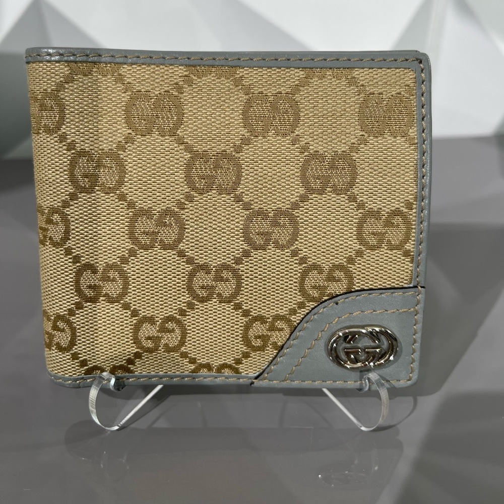 GUCCI Wallet GG Supreme 597609 Leather Grey Men's Women's